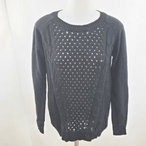 So Sweater S Black Crochet Knit perforated Holes Long Sleeve Kohls Geometric